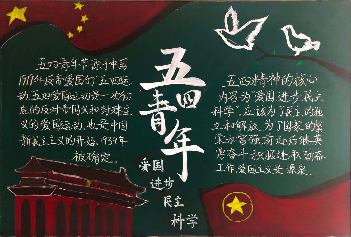 "五四"黑板报宣传活动   青 行